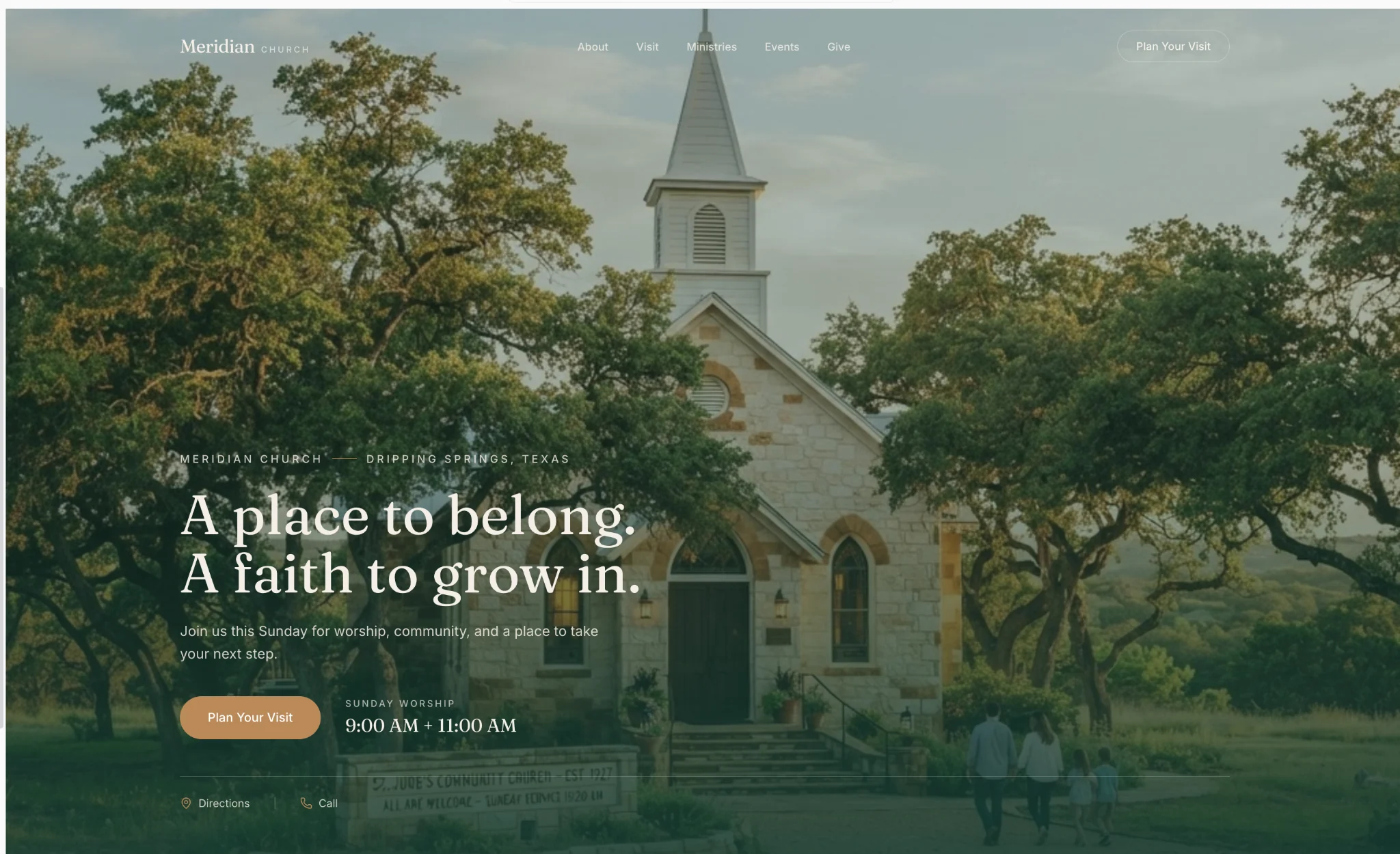Meridian church website homepage design