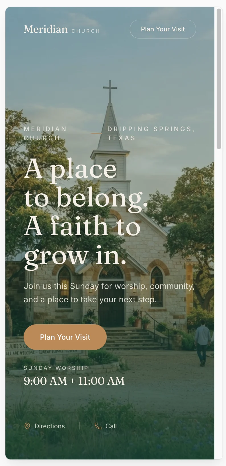 Meridian church mobile website design
