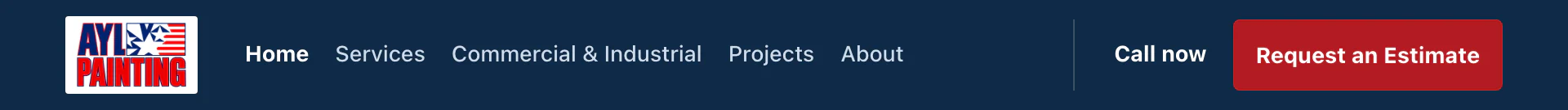 Upgraded A.Y.L. header at 960 pixels wide, with the navigation on a single row