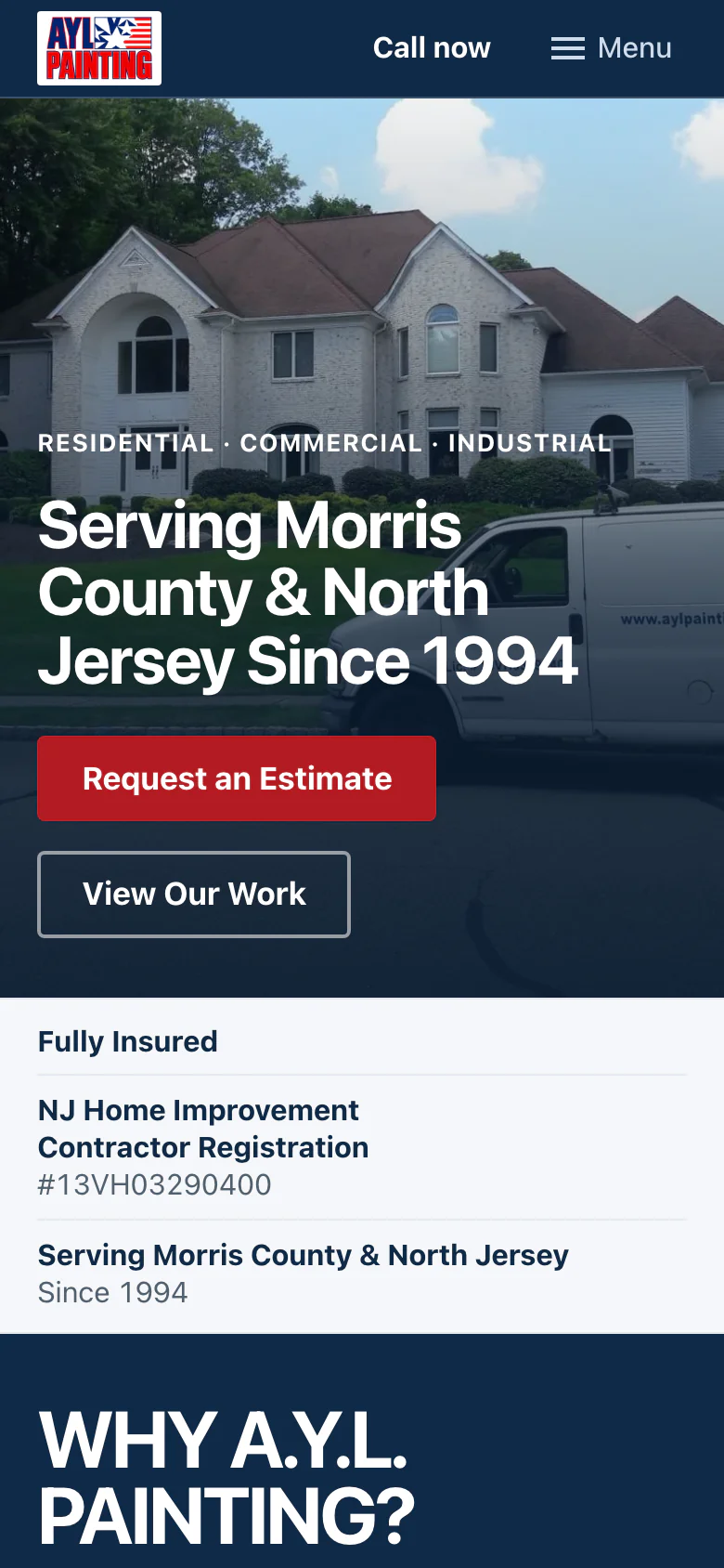 A.Y.L. Painting homepage on a phone after the upgrade