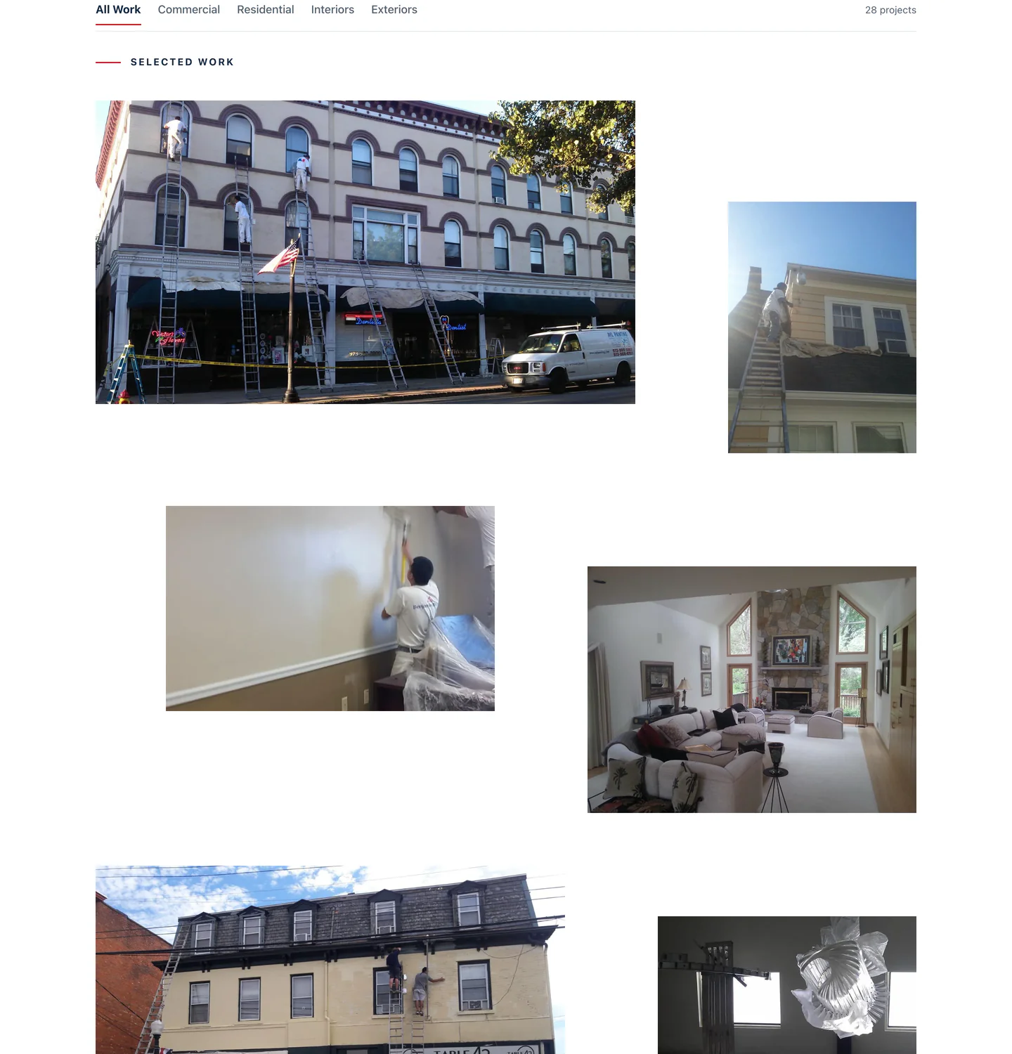 Upgraded projects page opening with a Selected Work chapter and larger images