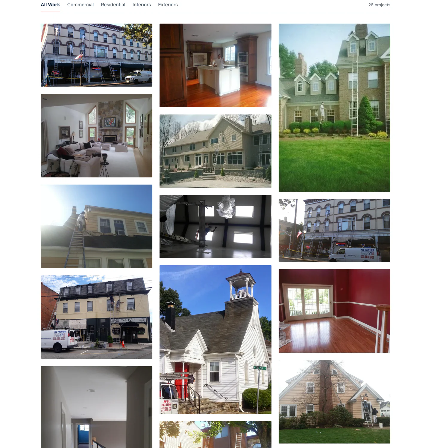 Original projects page showing every job in one uniform photo grid